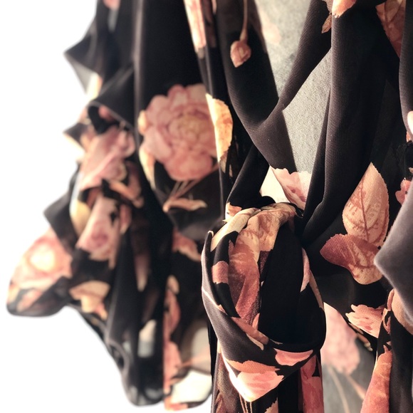 Sheer Floral Wrap Shirt - Picture 2 of 3